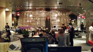 There are more seats inside the wicker cage and more behind that. It's a pretty big dining room.